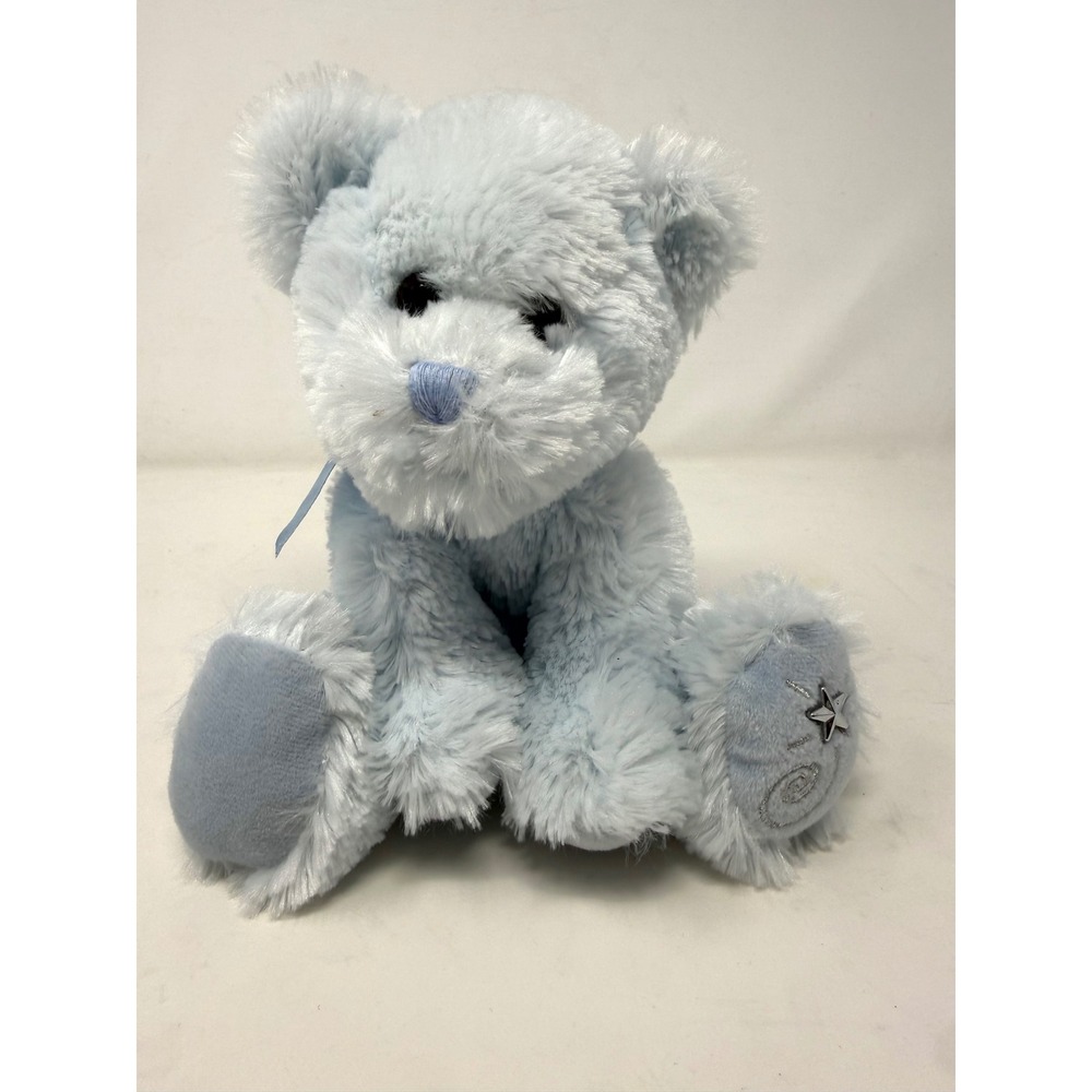 Russ Berrie Shining Stars Blue Bear Plush Stuffed Animal Light Blue 9 inch 2006